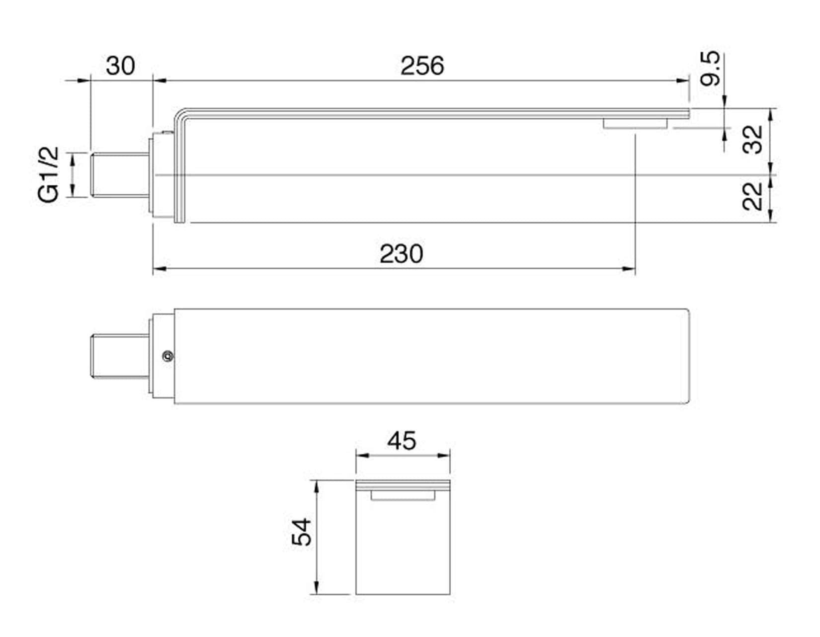 Rubinetterie Treemme 3M 5MM IT 2861 IS ZZ HF Bocca Getto Erogazione Acqua A Parete Per Vasca 230 mm Stile Moderno Materiale Acciaio INOX Finitura Acciaio Spazzolato