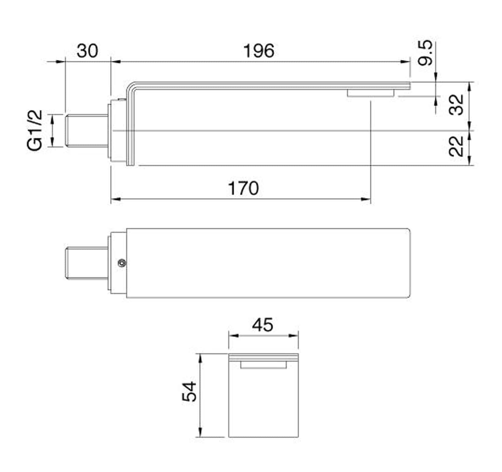 Rubinetterie Treemme 3M 5MM IT 2863 IS ZZ HF Bocca Getto Erogazione Acqua A Parete Per Vasca 170 mm Stile Moderno Materiale Acciaio INOX Finitura Acciaio Spazzolato