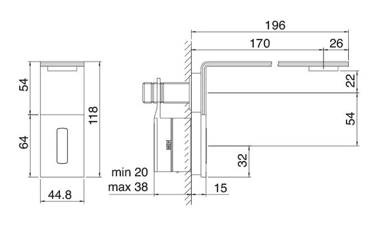 Rubinetterie Treemme 3M Electronic washbasin tap RWIT 2895 IS 02 + RWIT 2895 ZZ 01 Rubinetto Monoforo Elettronico Incasso A Muro Con Fotocellula Standard Acqua Solo Fredda Alimentazione Batteria Per Lavabo 170 mm Stile Moderno Acciaio Inox