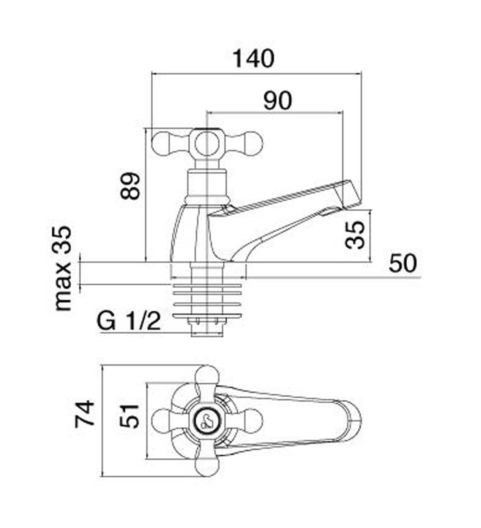 Rubinetterie Treemme 3M ROMANTICA IT 3612 CC PV ZZ Rubinetto Monoforo Lavabo Materiale Ottone Finitura Cromata