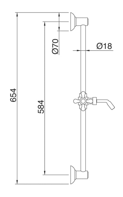 Rubinetterie Treemme 3M Retrò RWIT 3667 CC 03 Kit Asta Saliscendi Senza Doccetta Senza Flessibile Senza Presa Acqua a Muro Finitura Cromata