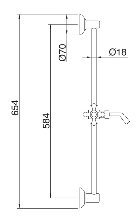 Rubinetterie Treemme 3M Retrò RWIT 3667 CC 03 Kit Asta Saliscendi Senza Doccetta Senza Flessibile Senza Presa Acqua a Muro Finitura Cromata