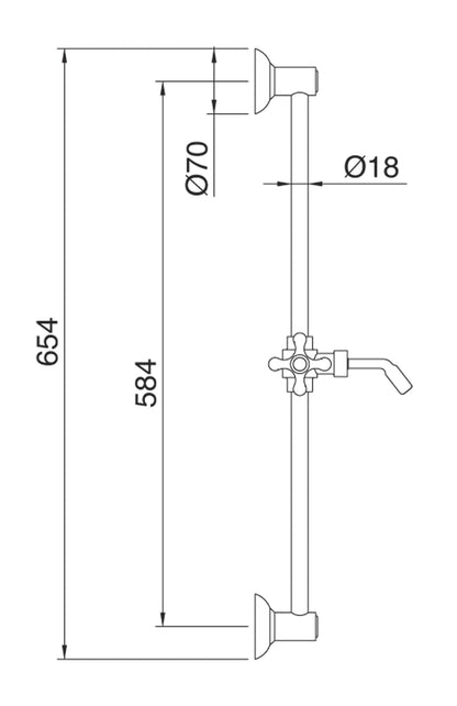 Rubinetterie Treemme 3M Retrò RWIT 4167 CC 02 Kit Asta Saliscendi Senza Doccetta Senza Flessibile Senza Presa Acqua a Muro Finitura Cromata