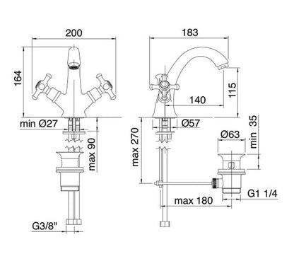 Rubinetterie Treemme 3M OLD ITALY IT 4414 CC OI ZZ Miscelatore Monoforo Lavabo Con Piletta Di Scarico Automatico Materiale Ottone Finitura Cromata