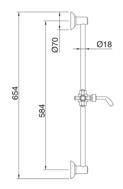 Rubinetterie Treemme 3M Retrò RWIT 4467 CC 05 Kit Asta Saliscendi Senza Doccetta Senza Flessibile Senza Presa Acqua a Muro Finitura Cromata