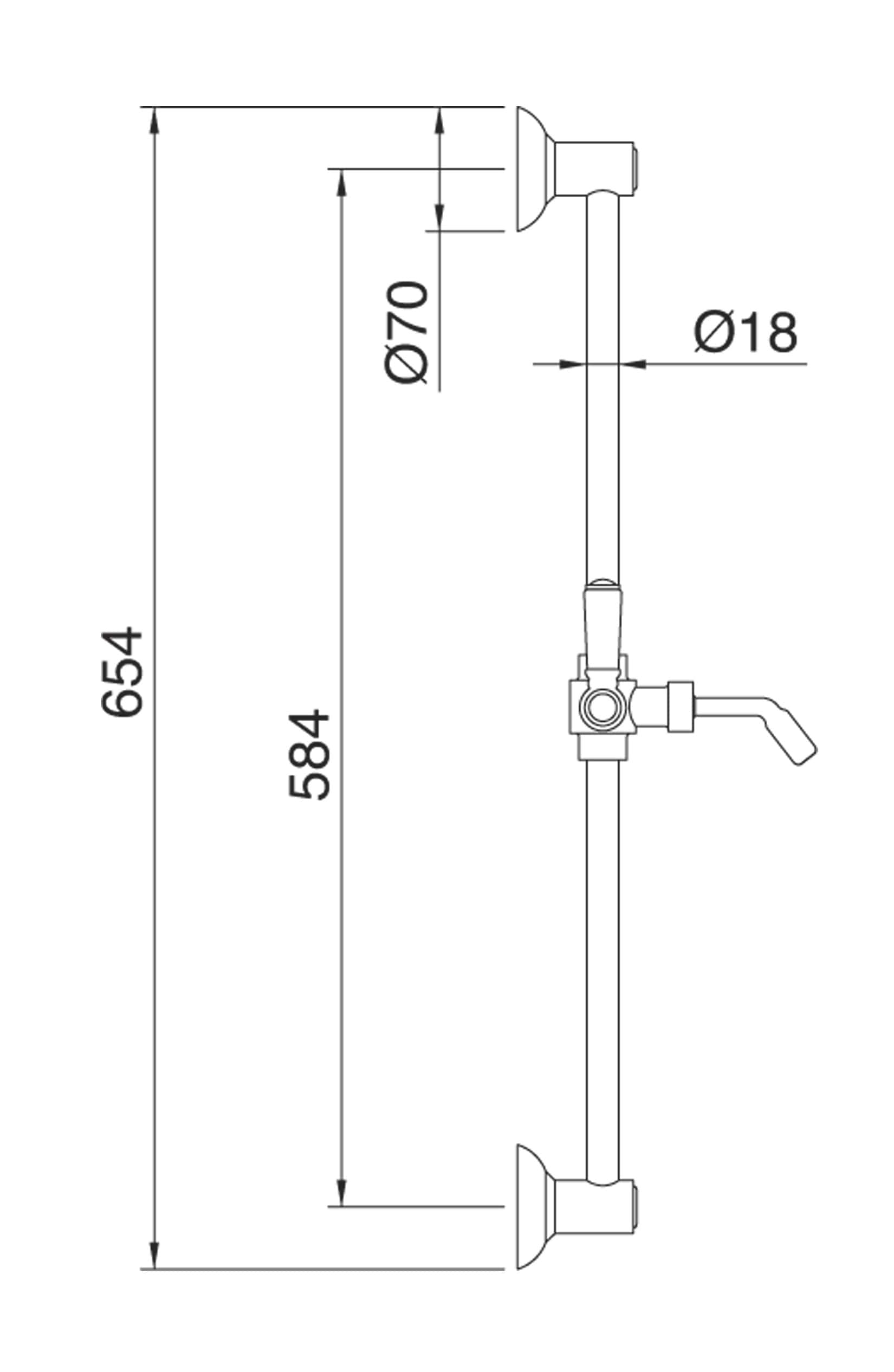 Rubinetterie Treemme 3M Retrò RWIT 4467 CC 06 Kit Asta Saliscendi Senza Doccetta Senza Flessibile Senza Presa Acqua a Muro Finitura Cromata