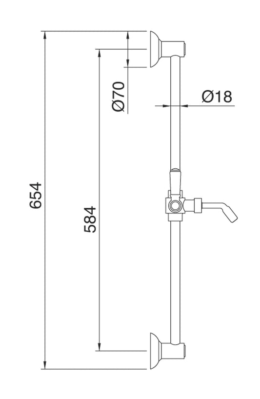 Rubinetterie Treemme 3M Retrò RWIT 4467 CC 06 Kit Asta Saliscendi Senza Doccetta Senza Flessibile Senza Presa Acqua a Muro Finitura Cromata