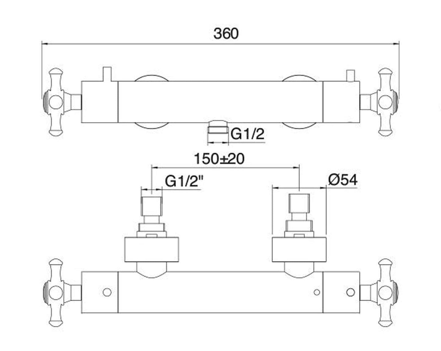 Rubinetterie Treemme 3M OLD ITALY IT 4488 CC OI ZZ Miscelatore Termostatico Esterno Doccia Senza Set Doccia Materiale Ottone Finitura Cromata