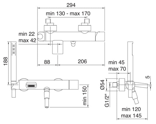 Miscelatore Monocomando Esterno Vasca Con Doccetta In Metallo Rubinetterie Treemme Nanotech Materiale Ottone Finitura Cromata
