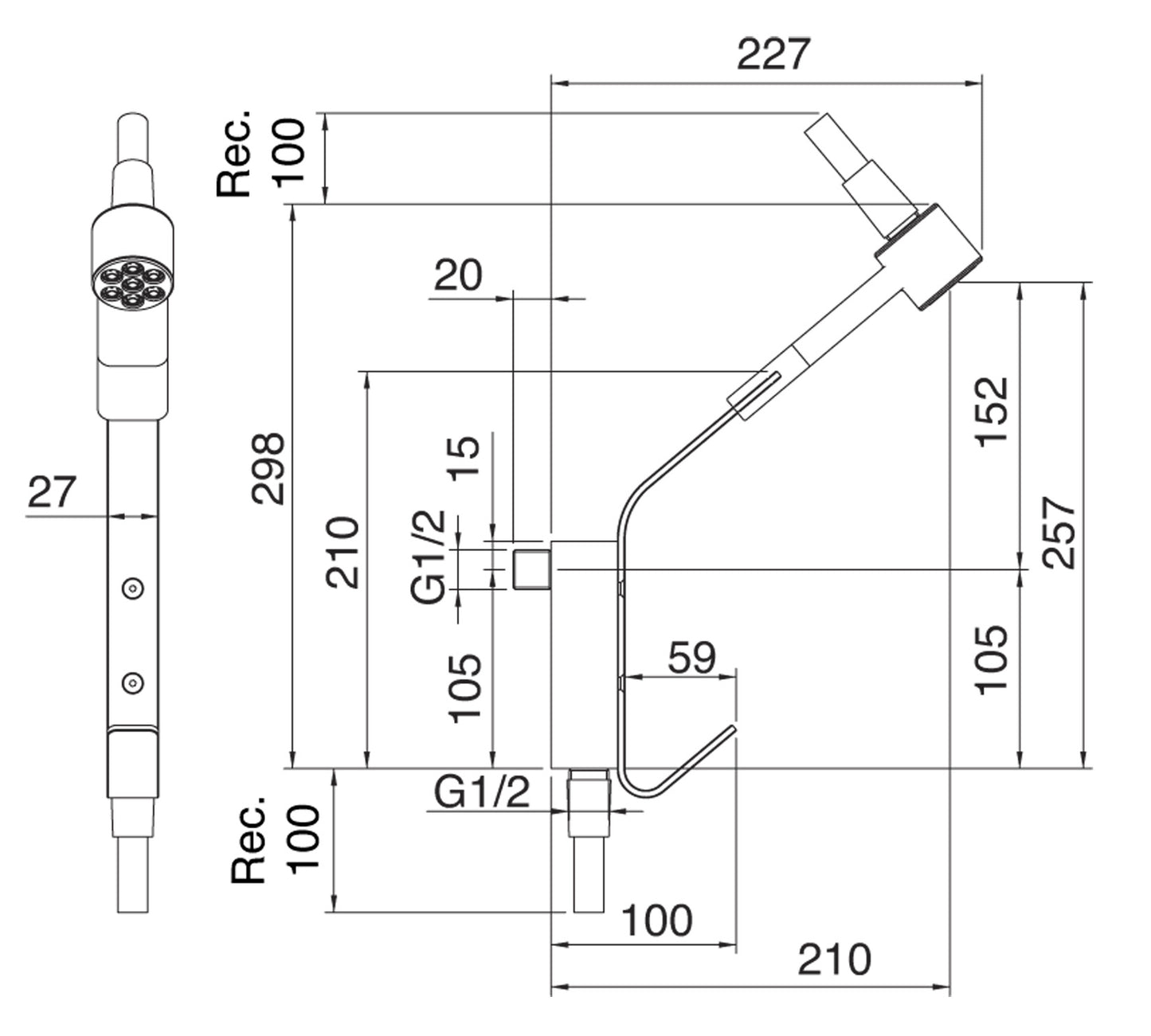 Duplex Set Doccia Con Flessibile E Doccetta In Metallo E Presa Acqua Rubinetterie Treemme Nanotech Finitura Cromata 