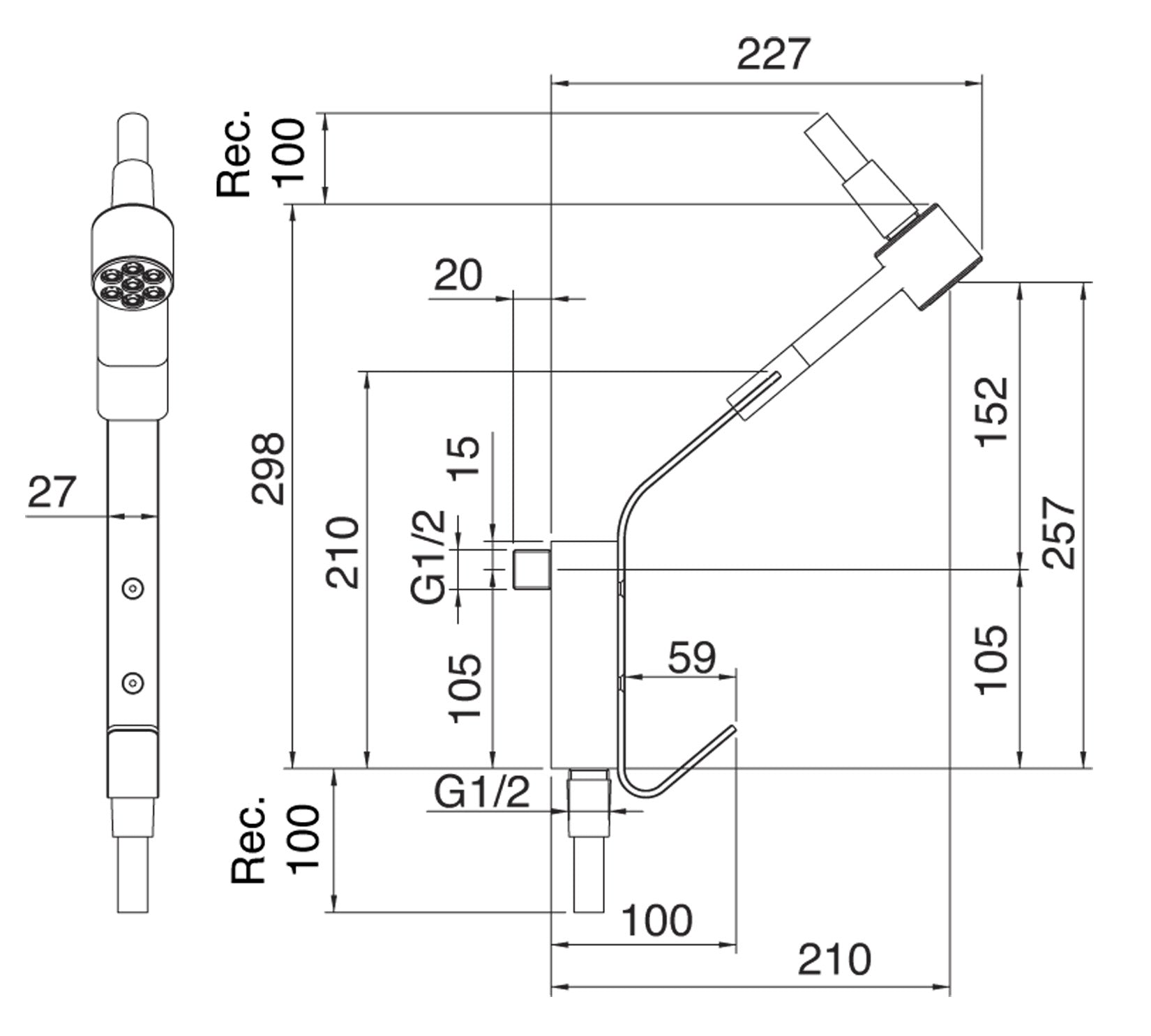 Duplex Set Doccia Con Flessibile E Doccetta In Metallo E Presa Acqua Rubinetterie Treemme Nanotech Finitura Cromata 