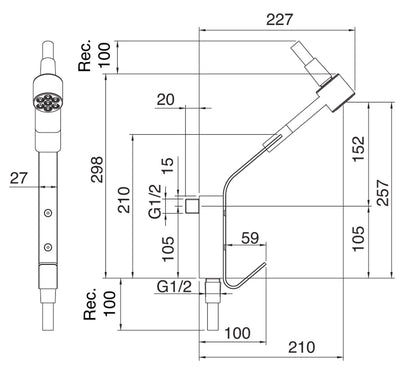 Duplex Set Doccia Con Flessibile E Doccetta In Metallo E Presa Acqua Rubinetterie Treemme Nanotech Finitura Cromata 