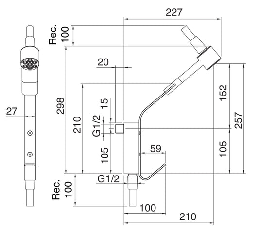 Duplex Set Doccia Con Flessibile E Doccetta In Metallo E Presa Acqua Rubinetterie Treemme Nanotech Finitura Cromata 