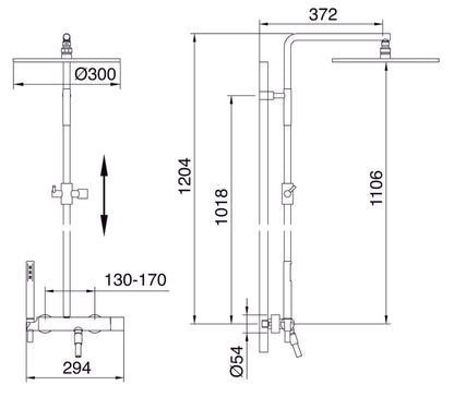 Rubinetterie Treemme Nanotech Gruppo Colonna Doccia Attrezzata Multifunzione Miscelatore Meccanico Con Doccetta E Soffione Anticalcare In Metallo Materiale Ottone Finitura Cromata