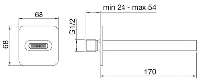 Bocca Getto Erogazione Acqua A Muro 170 mm Rubinetterie Treemme Nanotech Materiale Ottone Finitura Cromata