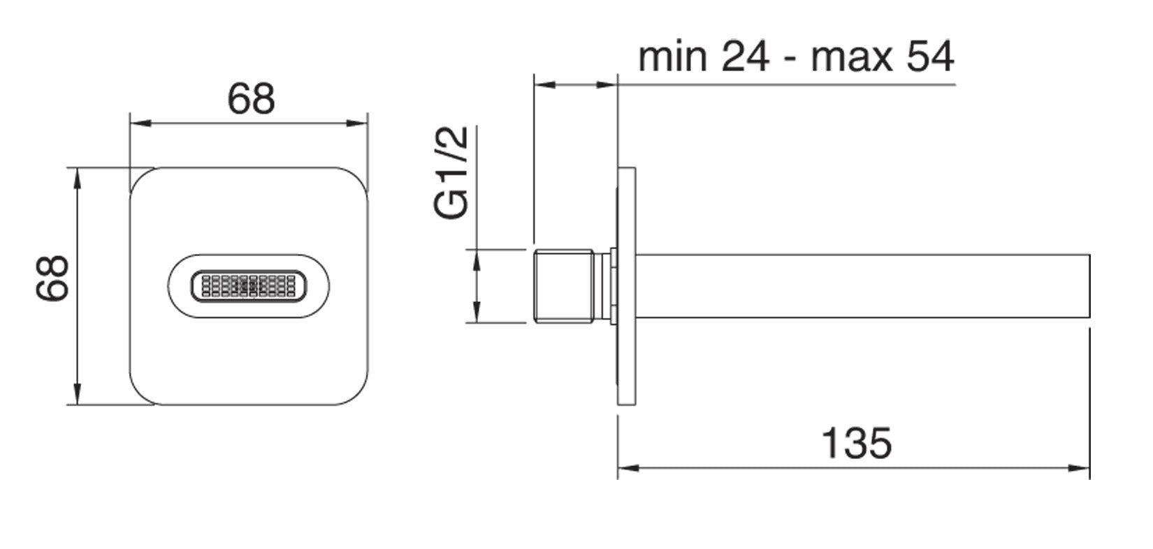 Bocca Getto Erogazione Acqua A Muro 135 mm Rubinetterie Treemme Nanotech Materiale Ottone Finitura Cromata