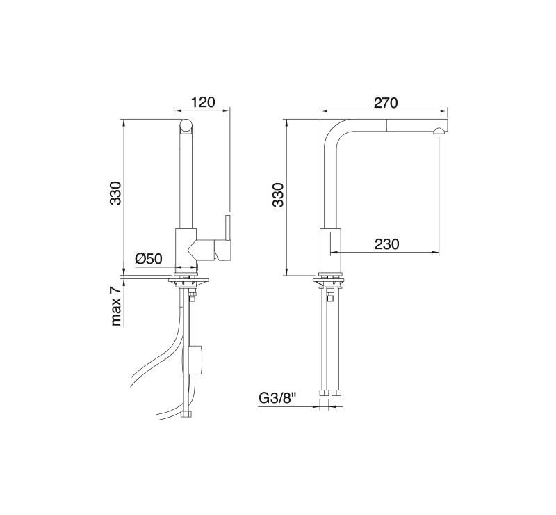 Rubinetterie Treemme KITCHEN - DESIGN Miscelatore Lavello Con Doccetta Estraibile Cucina Monoforo Stile Moderno Con Bocca Girevole Materiale Ottone Finitura Cromata