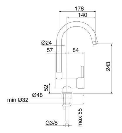Rubinetterie Treemme KITCHEN - DESIGN Miscelatore Lavello Cucina Sotto Finestra Monoforo Stile Moderno Con Bocca Girevole Materiale Ottone Finitura Cromata