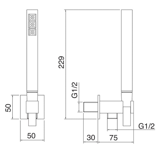 Kit Gancio Flessibile e Doccetta In Metallo Rubinetterie Treemme Arche' Finitura Cromata