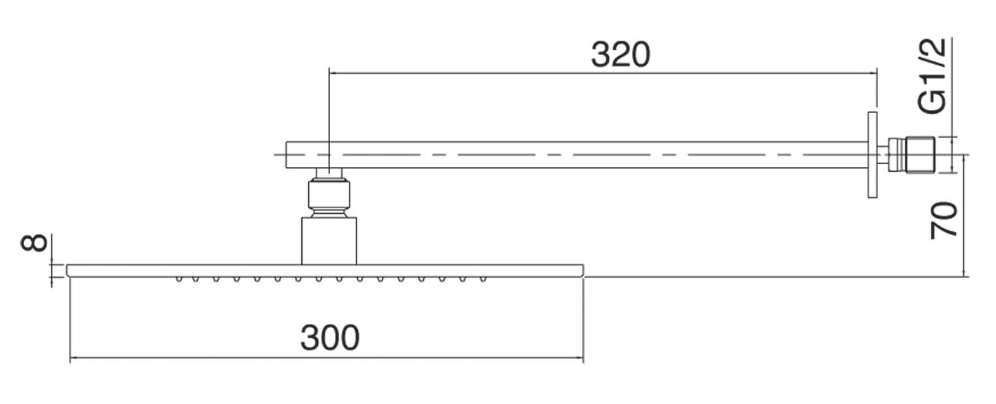 Rubinetterie Treemme SHOWERS & THERMOSTATICS Soffione Doccia A Parete Quadro In Metallo 300x300 mm Anticalcare Con Braccio Doccia 320 mm Materiale Ottone Finitura Cromata