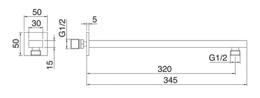 Rubinetterie Treemme SHOWERS & THERMOSTATICS Braccio Doccia A Parete 320 mm Per Soffione Materiale Ottone Finitura Cromata