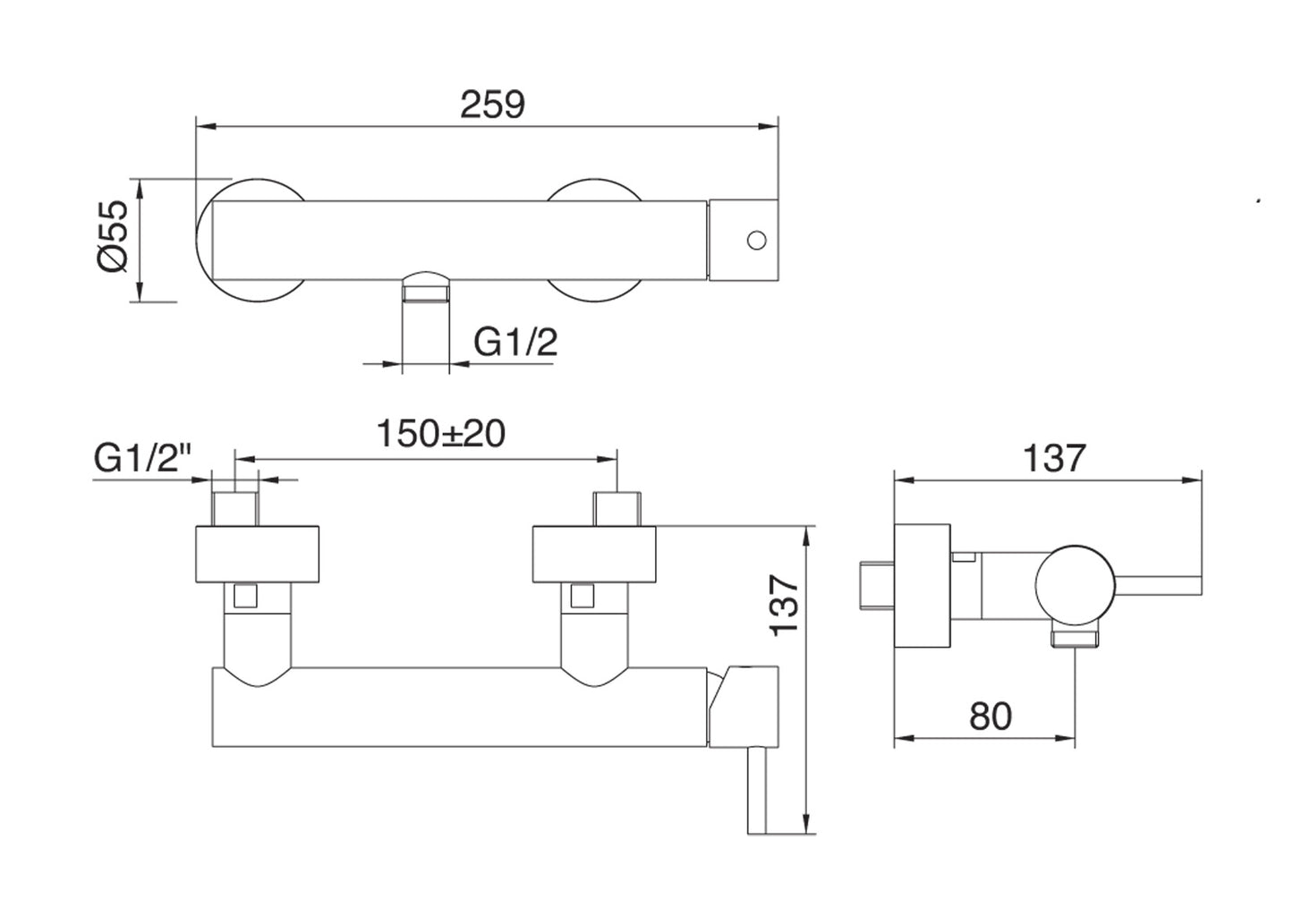 Rubinetterie Treemme X-CHANGE_mono Miscelatore Gruppo Esterno Doccia Senza Set Doccia Materiale Ottone Finitura Cromata
