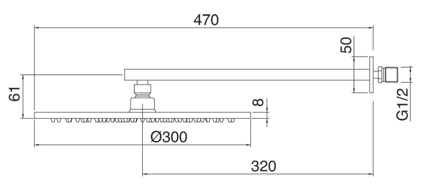 Rubinetterie Treemme SHOWERS & THERMOSTATICS Soffione Doccia A Parete Rotondo In Metallo Ø300 mm Anticalcare Con Braccio Doccia 320 mm Materiale Ottone Finitura Cromata