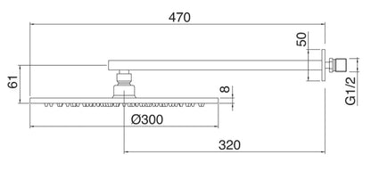 Rubinetterie Treemme SHOWERS & THERMOSTATICS Soffione Doccia A Parete Rotondo In Metallo Ø300 mm Anticalcare Con Braccio Doccia 320 mm Materiale Ottone Finitura Cromata