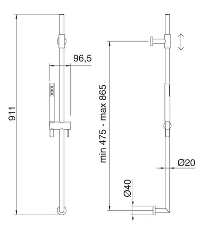 Kit Saliscendi Con Doccetta In Metallo Senza Presa Acqua Rubinetterie Treemme Ran Finitura Cromata