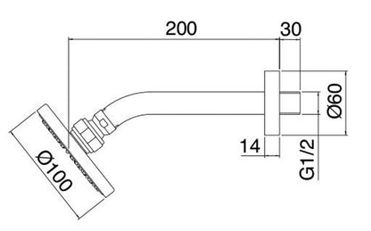 Rubinetterie Treemme SHOWERS & THERMOSTATICS Soffione Doccia A Parete Tondo In Abs Diametro 100 mm Anticalcare Con Braccio Doccia 200 mm Materiale Ottone Finitura Cromata