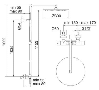 Rubinetterie Treemme SHOWERS & THERMOSTATICS Gruppo Colonna Doccia Attrezzata Multifunzione Miscelatore Termostatico Finitura Cromata Con Doccetta E Soffione Anticalcare In Metallo