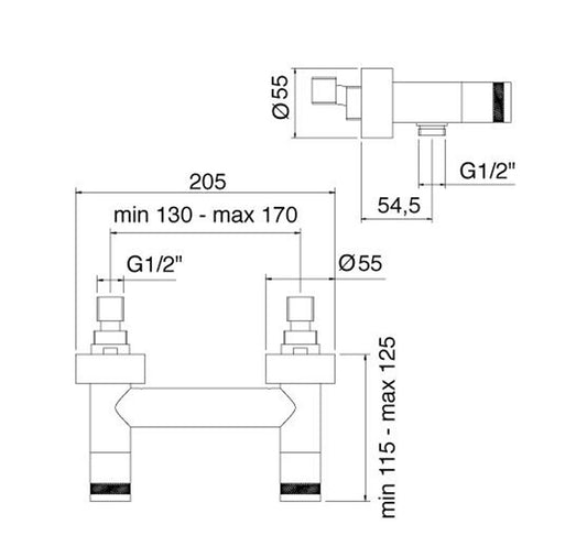 Rubinetterie Treemme X-CHANGE XR Miscelatore Gruppo Esterno Doccia Senza Set Doccia Materiale Ottone Finitura Cromata