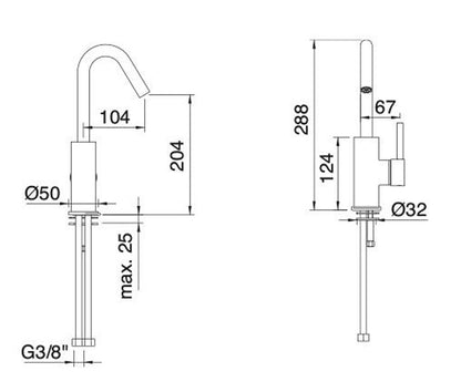 Rubinetterie Treemme X-CHANGE_mono Miscelatore Monocomando Lavabo 204 mm Con Bocca Girevole Materiale Ottone Finitura Cromata