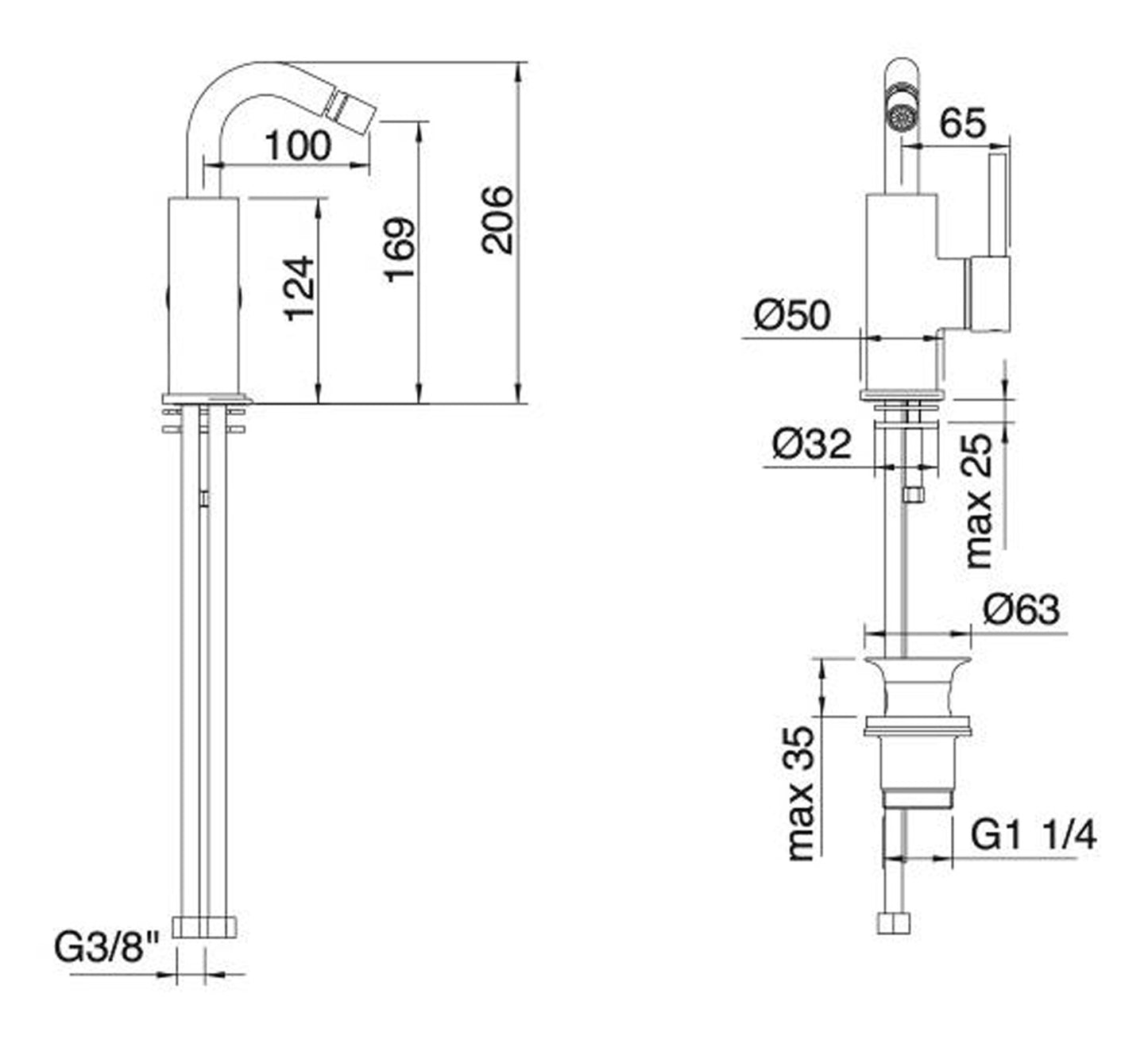 Rubinetterie Treemme X-CHANGE_mono Miscelatore Monocomando Bidet Areatore Orientabile Con Piletta Di Scarico Automatico E Bocca Girevole Materiale Ottone Finitura Cromata