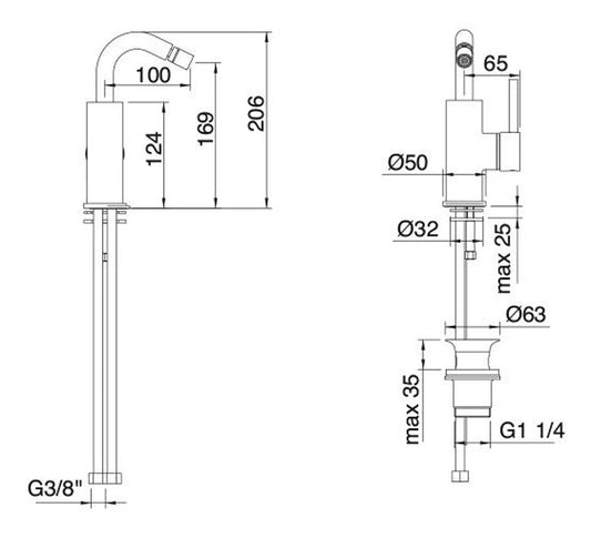 Rubinetterie Treemme X-CHANGE_mono Miscelatore Monocomando Bidet Areatore Orientabile Con Piletta Di Scarico Automatico E Bocca Girevole Materiale Ottone Finitura Cromata