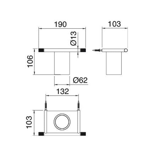 Rubinetterie Treemme 22MM Portabicchiere Bagno Incasso A Parete Materiale Acciaio Finitura Acciaio Spazzolato Opaco Inox Con Bicchiere e Mensola In Corian