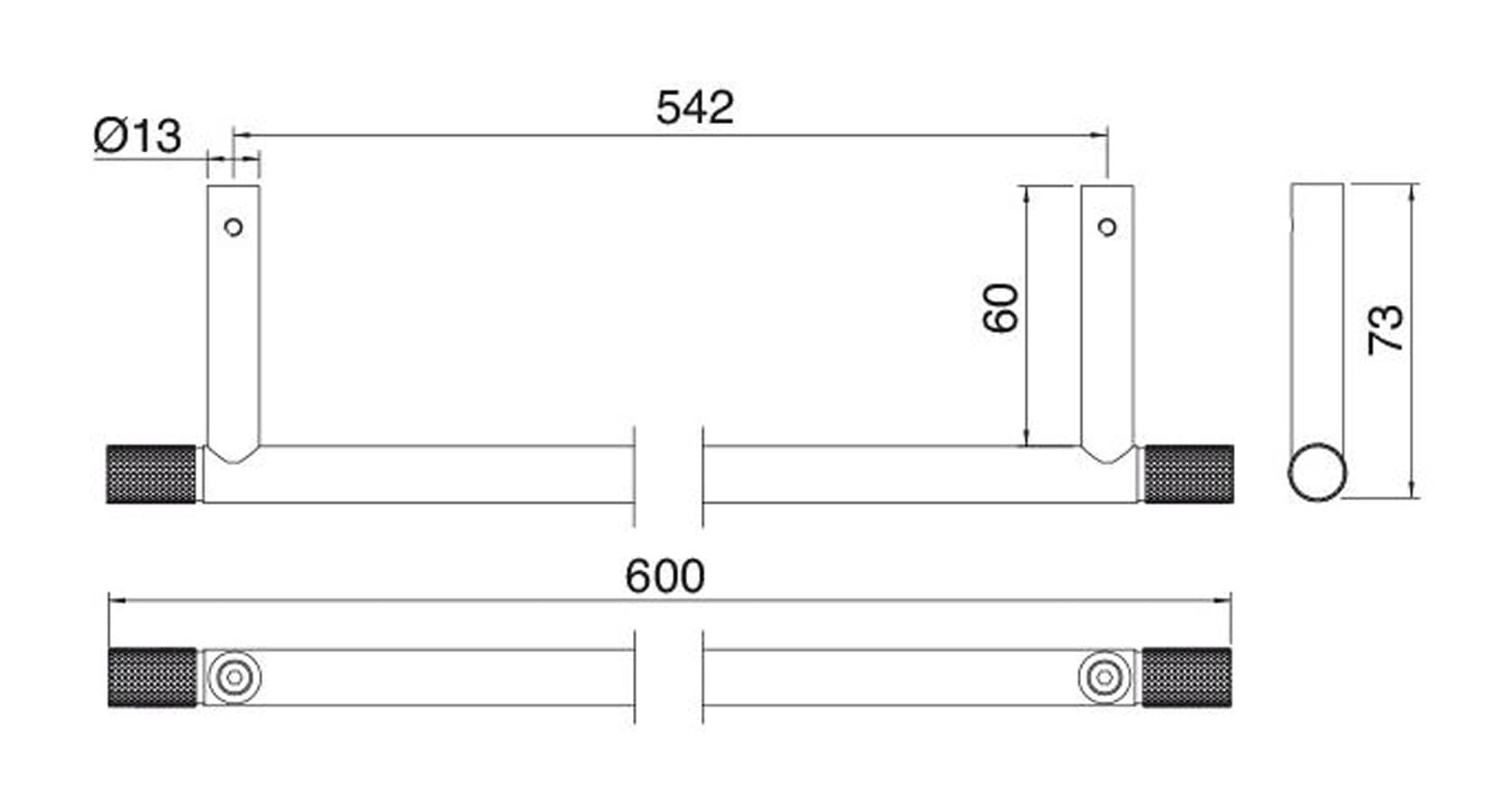 Rubinetterie Treemme 22MM Portasalviette 60 CM Bagno Incasso A Parete Materiale Acciaio Finitura Acciaio Spazzolato Opaco Inox