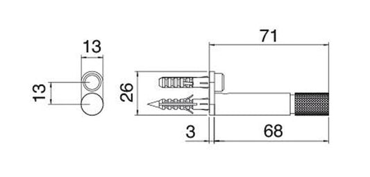 Rubinetterie Treemme 22MM Porta Abiti Bagno Incasso A Parete Materiale Acciaio Finitura Acciaio Spazzolato Opaco Inox