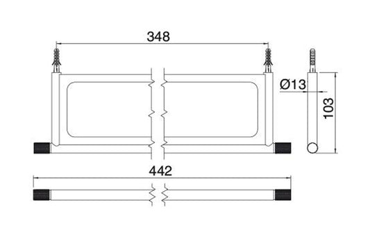Rubinetterie Treemme 22MM Mensola 44,2 CM Bagno Incasso A Parete Materiale Corian Con Supporto In Acciaio Inox Finitura Spazzolato