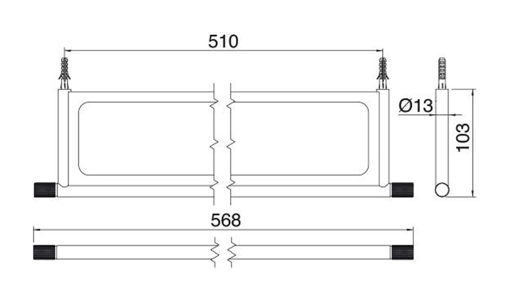 Rubinetterie Treemme 22MM Mensola 56,8 CM Bagno Incasso A Parete Materiale Corian Con Supporto In Acciaio Inox Finitura Spazzolato