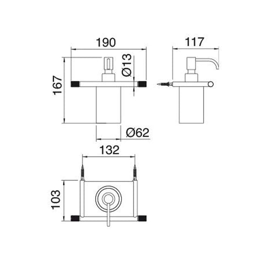 Rubinetterie Treemme 22MM Portadosatore Bagno Incasso A Parete Materiale Acciaio Finitura Acciaio Spazzolato Con Dosatore E Mensola In Corian e Pompetta In Acciaio Inox