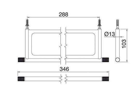 Rubinetterie Treemme 22MM Mensola 34,6 CM Bagno Incasso A Parete Materiale Corian Con Supporto In Acciaio Inox Finitura Spazzolato Opaco