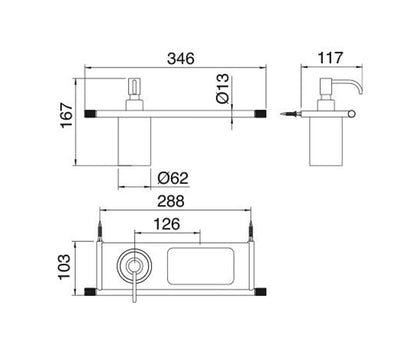 Rubinetterie Treemme 22MM Portadosatore E Portaoggetti Bagno Incasso A Parete Materiale Acciaio Finitura Acciaio Spazzolato Opaco Inox Dosatore E Mensola In Corian
