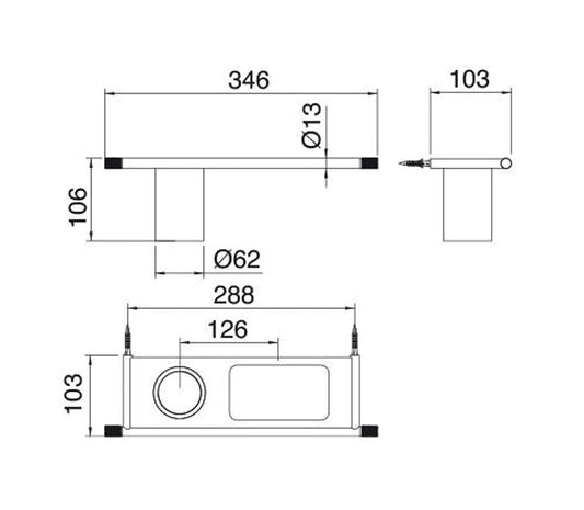 Rubinetterie Treemme 22MM Portabicchiere E Portaoggetti Bagno Incasso A Parete Materiale Acciaio Finitura Acciaio Spazzolato Opaco Inox Bicchiere E Mensola In Corian