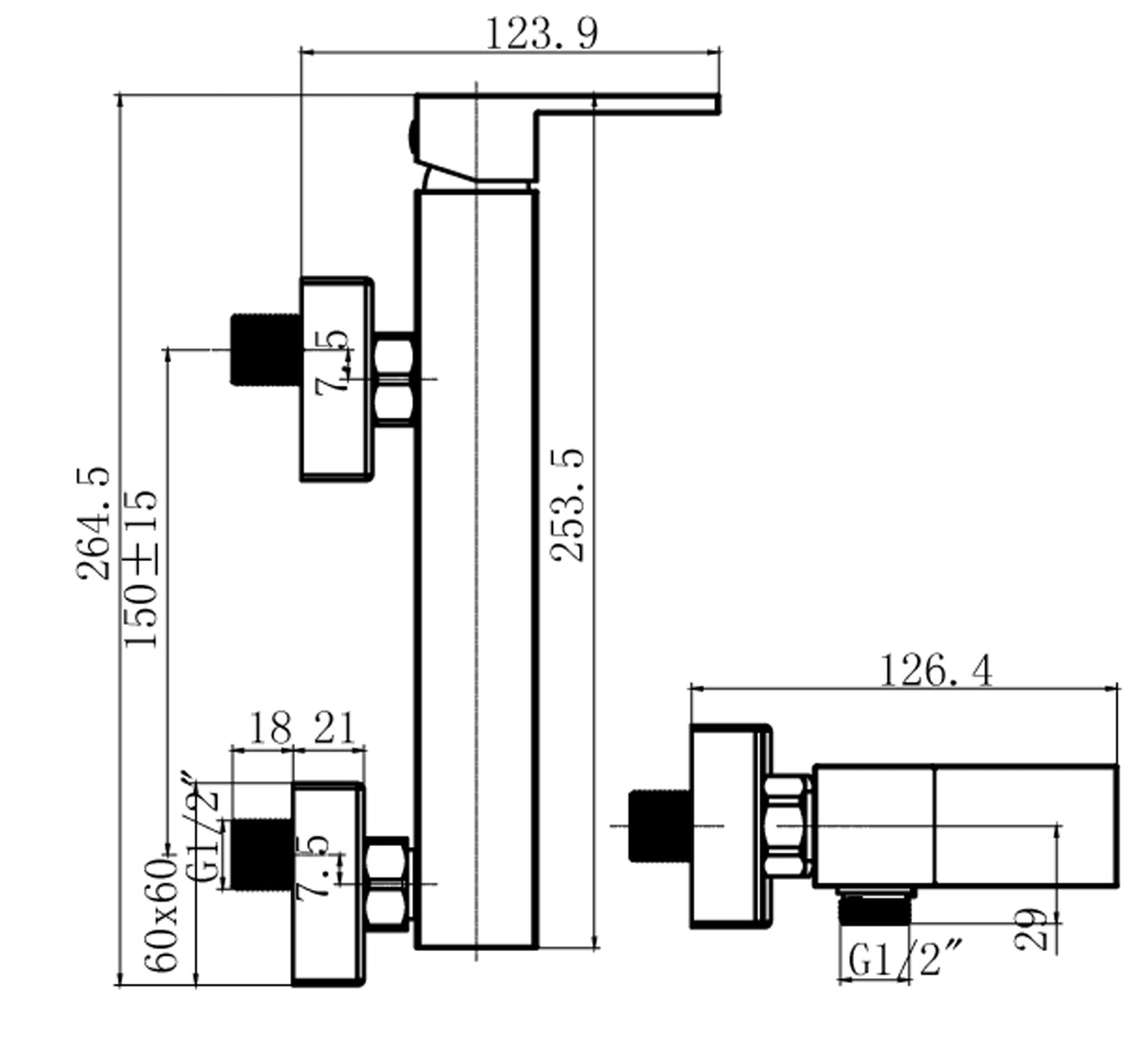 Miscelatore Incasso Doccia Esterno Attacco 1/2" Con Duplex E Set Doccia Duemmeggi Square 2 Fori Meccanico Muro Parete Moderno Materiale Ottone Finitura Cromata Made in Italy Garanzia 5 Anni