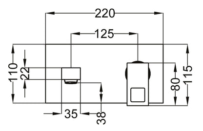 Miscelatore Lavabo Ad Incasso Con Bocca A Parete Duemmeggi Square a 2 Fori con Piastra Stile Moderno Muro Senza Piletta di Scarico Monocomando 1 Leva 190 mm Materiale Ottone Finitura Cromata Made in Italy Garanzia 5 Anni