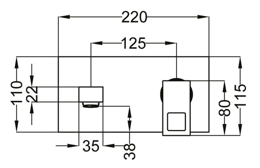 Miscelatore Lavabo Ad Incasso Con Bocca A Parete Duemmeggi Square a 2 Fori con Piastra Stile Moderno Muro Senza Piletta di Scarico Monocomando 1 Leva 190 mm Materiale Ottone Finitura Cromata Made in Italy Garanzia 5 Anni