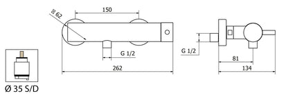 Miscelatore Incasso Doccia Esterno Attacco 1/2" Con Duplex E Set Doccia Duemmeggi Round Muro Parete 3 Fori 1 Via Meccanico 1 Leva Manopola Monocomando Stile Moderno Materiale Ottone Finitura Cromata Made in Italy Garanzia 5 Anni