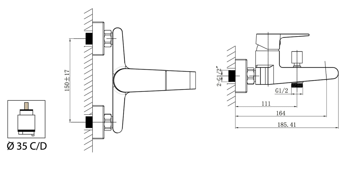 Miscelatore Vasca Esterno Con Duplex E Set Doccia Duemmeggi Omega Muro Parete Doccetta Stile Moderno 3 Fori 1 Leva Manopola Monocomando Materiale Ottone Finitura Cromata Made in Italy Garanzia 5 Anni