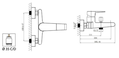 Miscelatore Vasca Esterno Con Duplex E Set Doccia Duemmeggi Omega Muro Parete Doccetta Stile Moderno 3 Fori 1 Leva Manopola Monocomando Materiale Ottone Finitura Cromata Made in Italy Garanzia 5 Anni
